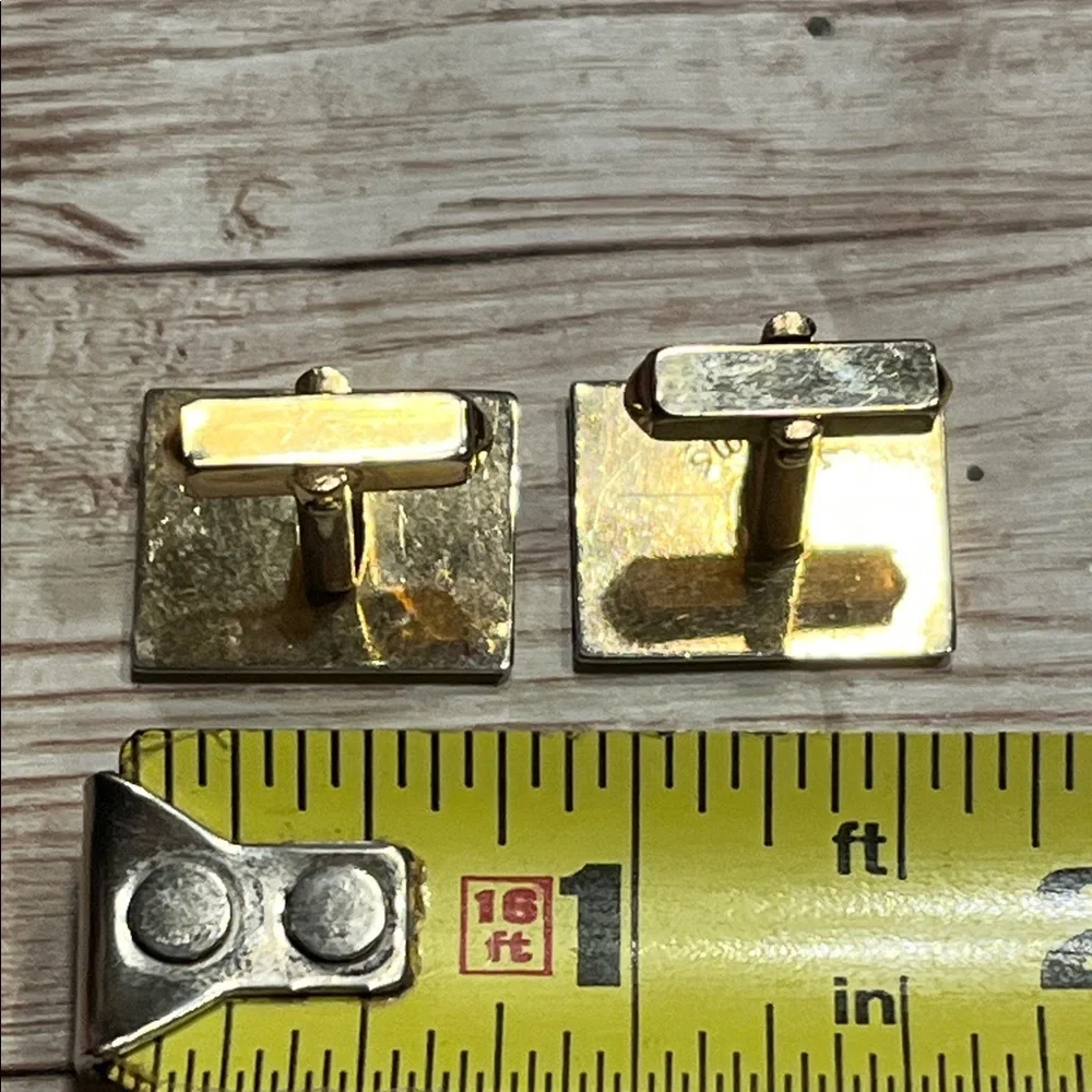 Vintage SWANK Gold and Black Crown Cufflinks